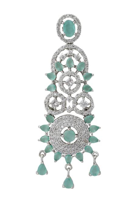 Shop_Nazaakat By Samara Singh_Aqua American Diamond Necklace Set _Online_at_Aza_Fashions