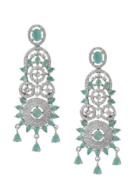 Buy_Nazaakat By Samara Singh_Aqua American Diamond Necklace Set 
