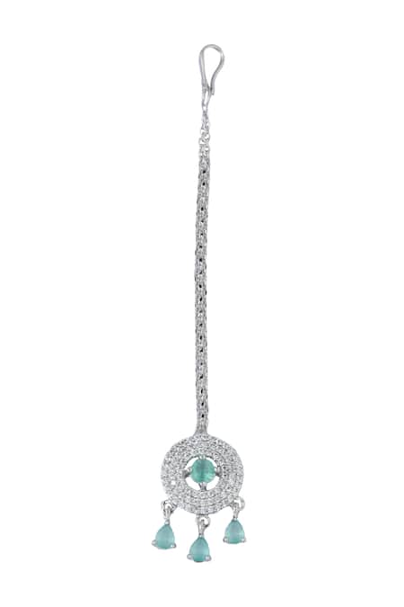 Shop_Nazaakat By Samara Singh_Aqua American Diamond Necklace Set 