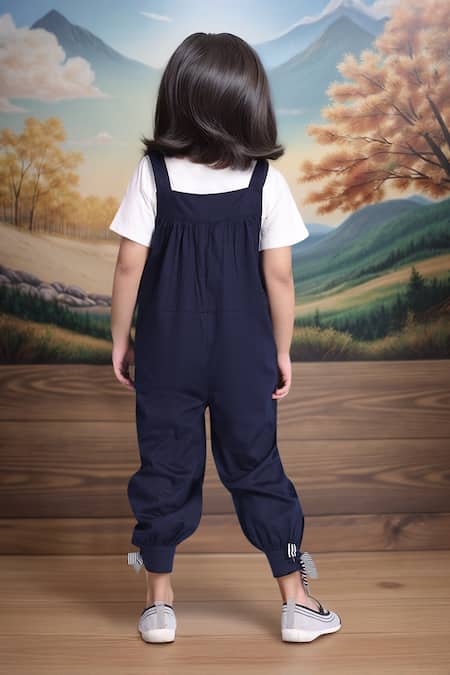Petite Pomme Navy Jumpsuit & Tshirt Set 