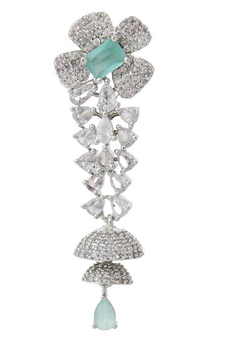 Buy_Nazaakat By Samara Singh_Aqua American Diamond Earrings _Online_at_Aza_Fashions
