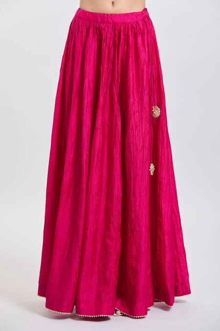 Sheetal Batra Pink Embroidery Round Neck Hot Abbas Set at Aza Fashions Sheetal Batra_Pink Embroidery Round Neck Hot Abbas Set _at_Aza_Fashions