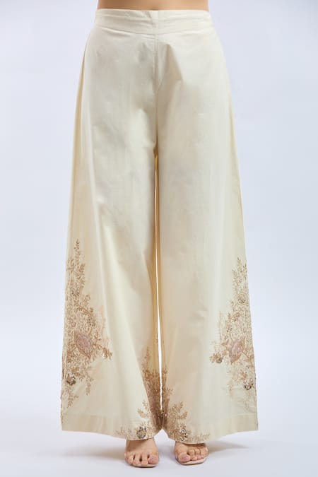 Buy Anamika Khanna Ivory Embroidery Mandarin Collar Crushed Kaftan And Palazzo Set Online at Aza Fashions Buy_Anamika Khanna_Ivory Embroidery Mandarin Collar Crushed Kaftan And Palazzo Set_Online_at_Aza_Fashions