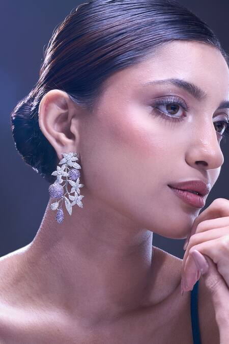 Nazaakat By Samara Singh Purple Violet American Diamond Earrings Online at Aza Fashions Nazaakat By Samara Singh_Purple Violet American Diamond Earrings _Online_at_Aza_Fashions