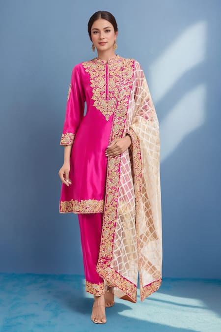 Sheetal Batra Rajak Hot Pink Embroidered Kurta Set 