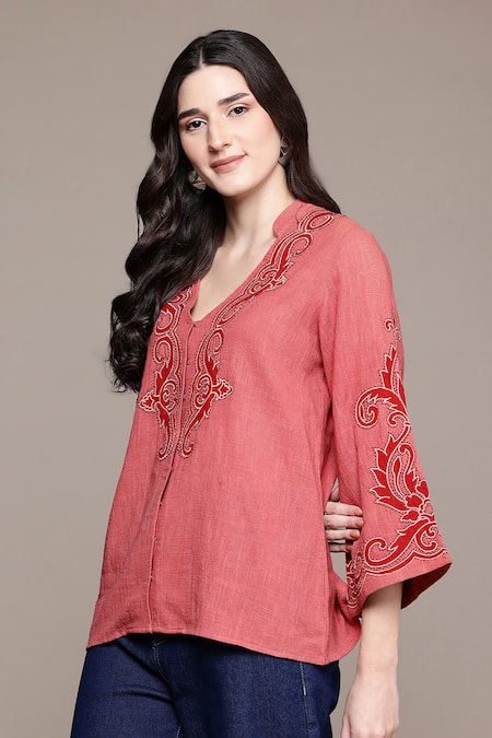 Ritu Kumar Pink Inlay Short Kurta 