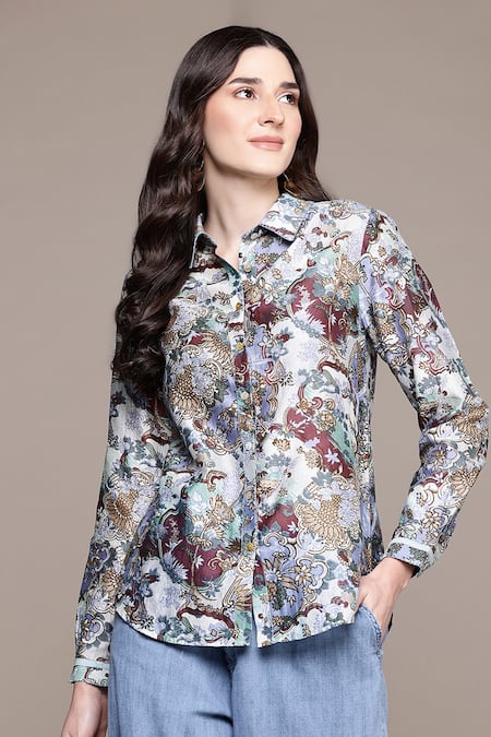 Ritu Kumar Blue Calabria Printed Shirt 