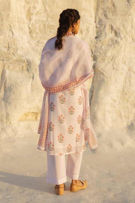 Karaj Jaipur Pastel Pink Gota Patti Kurta Set 