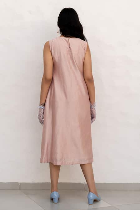 Chambray & CO. Peach & Red Floral Applique Dress 