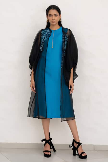 Chambray & Co. Cobalt Blue Hand Embroidered Dress & Jacket 