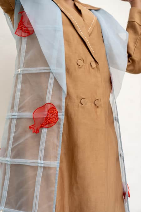 Chambray & CO. Brown Silk, Organza, Cotton, And Powder Blue Dress Set at Aza Fashions Chambray & CO._Brown Silk, Organza, Cotton, And Powder Blue Dress Set _at_Aza_Fashions