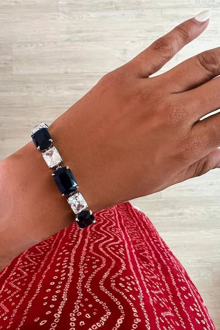 PRERTO Sapphire Gemstones, Blue Diamond Necklace Set Online at Aza Fashions PRERTO_Sapphire Gemstones, Blue Diamond Necklace Set_Online_at_Aza_Fashions