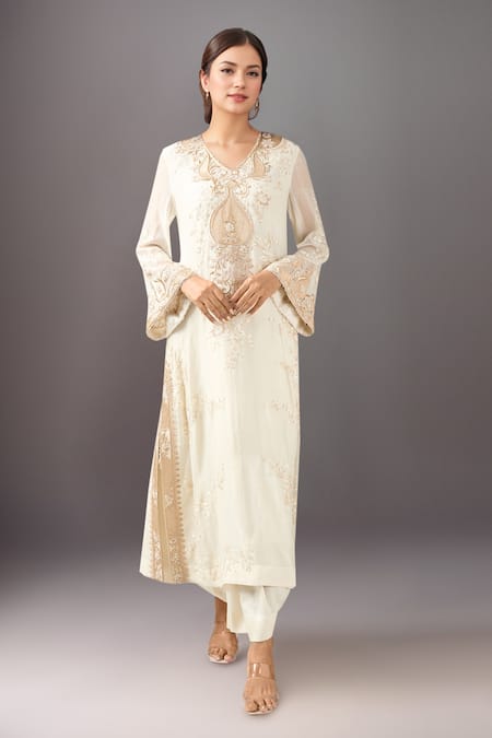 Anamika Khanna Ivory Embroidered Kurta Set 
