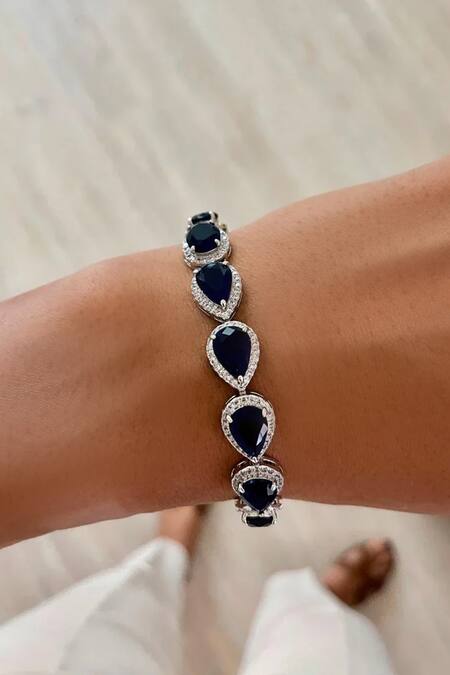 PRERTO Sapphire Stones, Diamonds, Infinity Necklace Set Online at Aza Fashions PRERTO_Sapphire Stones, Diamonds, Infinity Necklace Set _Online_at_Aza_Fashions