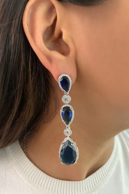 Shop PRERTO Sapphire Stones, Diamonds, Infinity Necklace Set at Aza Fashions Shop_PRERTO_Sapphire Stones, Diamonds, Infinity Necklace Set _at_Aza_Fashions