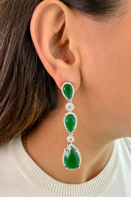 PRERTO Emerald Stone Infinity Necklace Set 