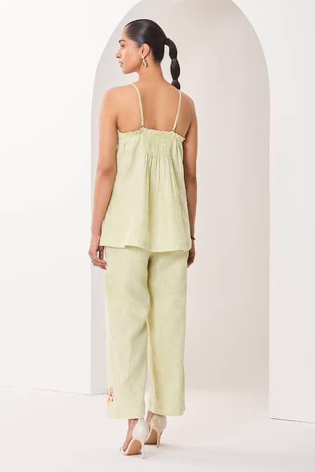 Sue Mue Mint Green Floral Embroidered Co-Ordinate Set 