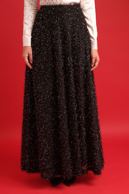 Buy Dev And Viv Black Nylon, Rayon, Spandex Designer Skirt Online at Aza Fashions Buy_Dev And Viv_Black Nylon, Rayon, Spandex Designer Skirt _Online_at_Aza_Fashions