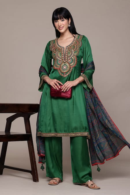 Ritu Kumar Green Yale Kurta Pant Set With Dupatta 