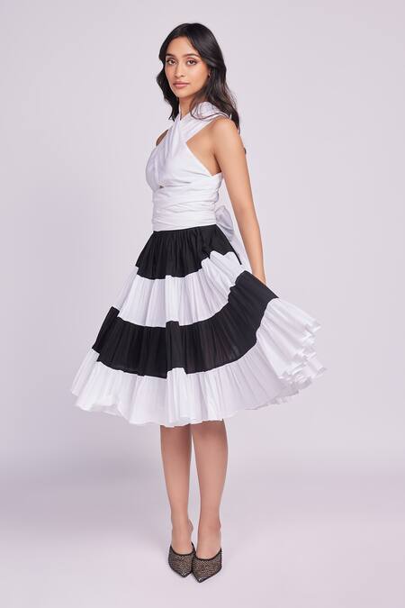 Buy Dev And Viv Multi Color Cotton Halter Neck Designer Striped Dress Online at Aza Fashions Buy_Dev And Viv_Multi Color Cotton Halter Neck Designer Striped Dress _Online_at_Aza_Fashions