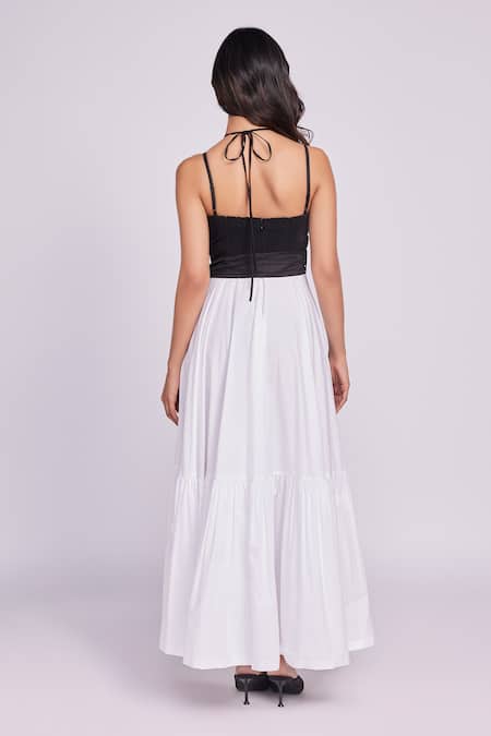 Shop Dev And Viv Black Cotton Two-tone Maxi Dress at Aza Fashions Shop_Dev And Viv_Black Cotton Two-tone Maxi Dress _at_Aza_Fashions