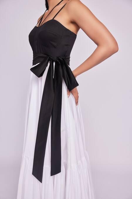 Shop Dev And Viv Black Cotton Two-tone Maxi Dress Online at Aza Fashions Shop_Dev And Viv_Black Cotton Two-tone Maxi Dress _Online_at_Aza_Fashions