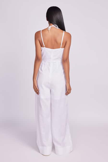 Dev And Viv White Halter Neck Jumpsuit 