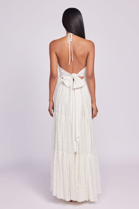 Dev And Viv White Lace Halter Maxi Dress 
