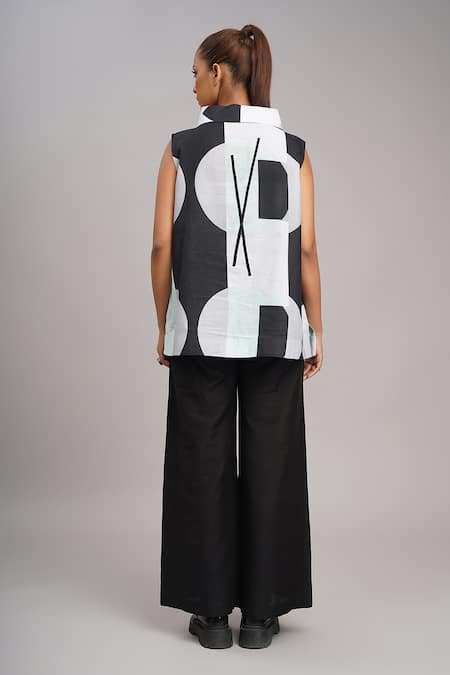 Taika By Poonam Bhagat Mint Retro Printed Top