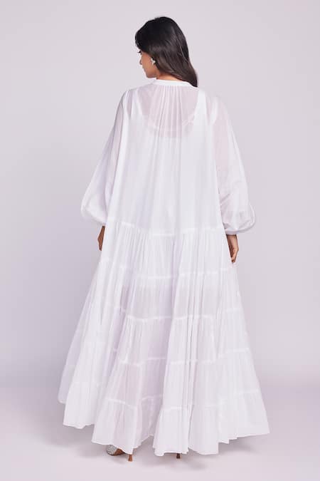 Shop Dev And Viv White Cotton Collared Designer Dress at Aza Fashions Shop_Dev And Viv_White Cotton Collared Designer Dress _at_Aza_Fashions