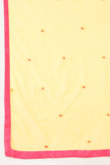 Shop_Label Nitika_Fuchsia Modal, Satin, Net Embroidery V-neck Fuschia Floral Print Lehenga Set 