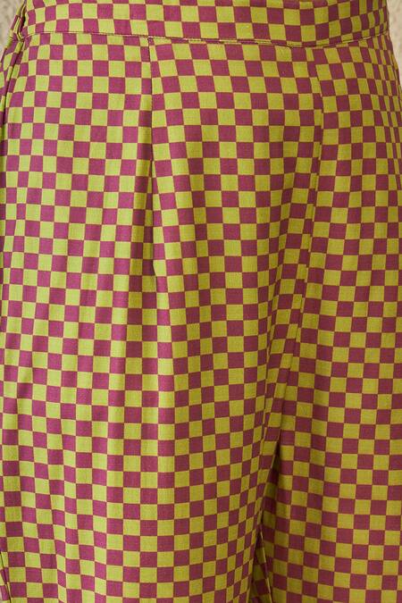 Label Nitika_Purple Cotton V-neck Floral Print Kurta And Pant Set _at_Aza_Fashions