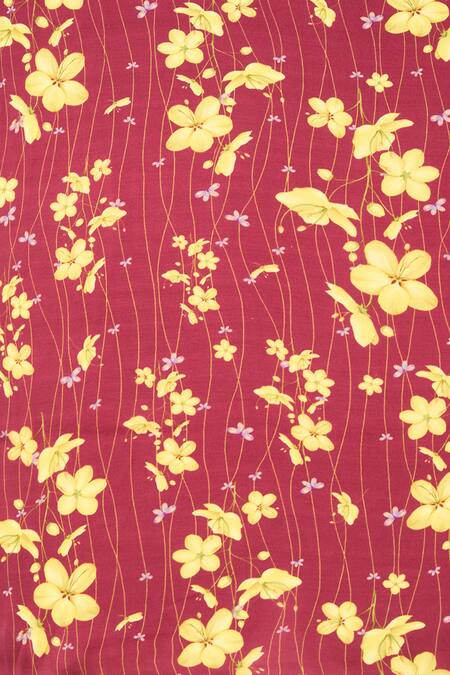 Label Nitika Maroon Floral Print Saree With Blouse Piece Online at Aza Fashions Label Nitika_Maroon Floral Print Saree With Blouse Piece _Online_at_Aza_Fashions