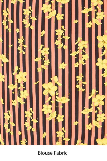 Label Nitika_Black Satin, Georgette, Cotton Designer Striped Saree With Blouse Piece _Online_at_Aza_Fashions