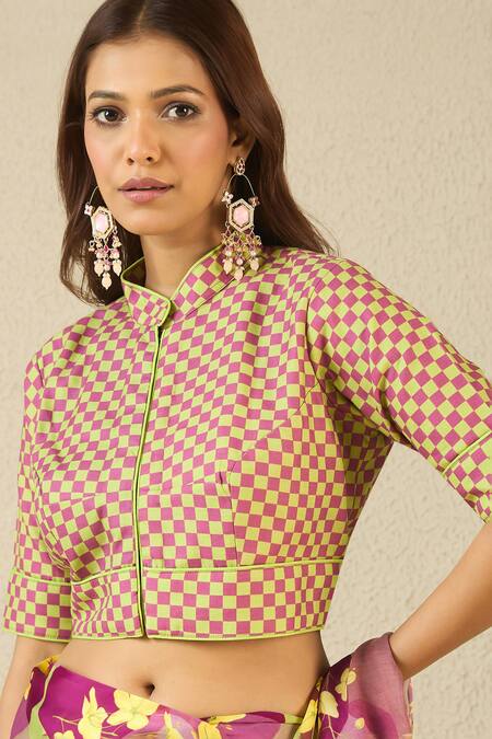 Buy_Label Nitika_Purple Satin, Georgette Floral Print Saree And Blouse _Online_at_Aza_Fashions