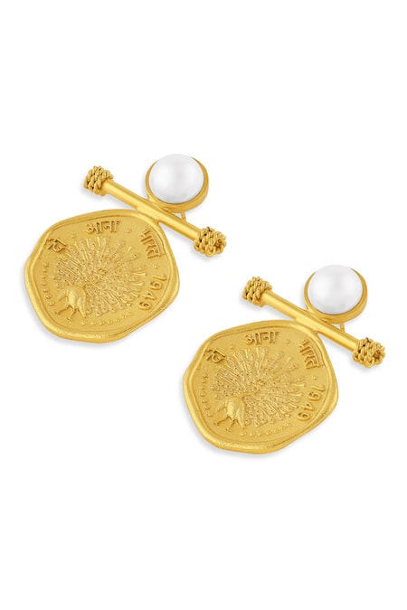 Mnsh_Gold Plated Pearls Kamal Earring _Online_at_Aza_Fashions