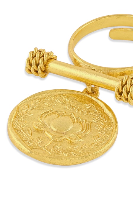 Buy_Mnsh_Gold Plated Kamal Ring With 22kt Plating _Online_at_Aza_Fashions