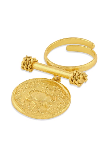 Shop_Mnsh_Gold Plated Kamal Ring With 22kt Plating _Online_at_Aza_Fashions