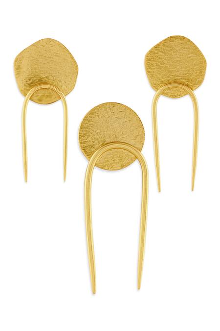 Mnsh Gold 22kt Plated Coin Hair Pin Set Online at Aza Fashions Mnsh_Gold 22kt Plated Coin Hair Pin Set _Online_at_Aza_Fashions