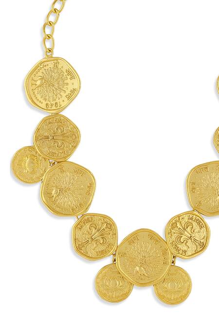 Mnsh Gold Plated Shakti Coin Necklace Online at Aza Fashions Mnsh_Gold Plated Shakti Coin Necklace _Online_at_Aza_Fashions