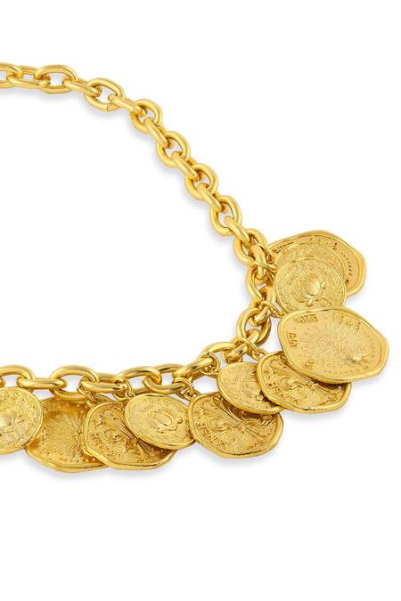 Mnsh Gold Plated Mor Kamal Statement Chain Online at Aza Fashions Mnsh_Gold Plated Mor Kamal Statement Chain _Online_at_Aza_Fashions