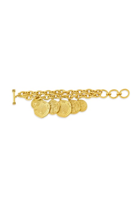 Mnsh_Gold Plated Mor Kamal Chunky Bracelet _Online_at_Aza_Fashions