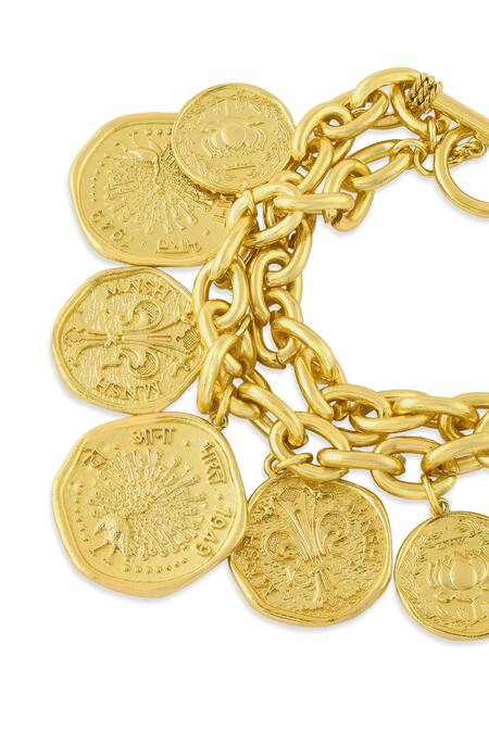 Mnsh_Gold Plated Mor Kamal Chunky Bracelet _at_Aza_Fashions