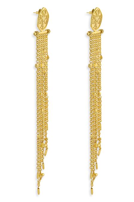 Mnsh Gold Plated Chains Shakti Shoulder Duster Earrings at Aza Fashions Mnsh_Gold Plated Chains Shakti Shoulder Duster Earrings _at_Aza_Fashions