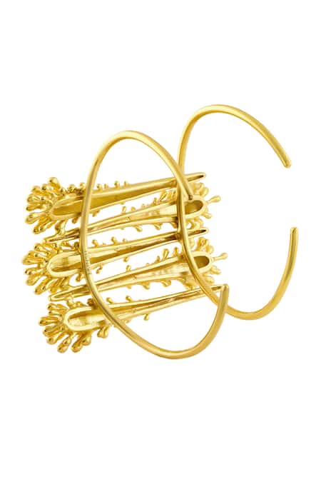 Mnsh Gold Plated Studs Vine Statement Cuff Online at Aza Fashions Mnsh_Gold Plated Studs Vine Statement Cuff _Online_at_Aza_Fashions