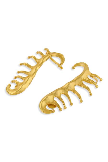 Mnsh Gold Plated Vine Ear Climber Earcuff Online at Aza Fashions Mnsh_Gold Plated Vine Ear Climber Earcuff _Online_at_Aza_Fashions