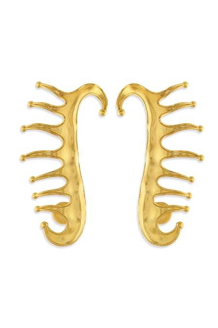 Shop Mnsh Gold Plated Vine Ear Climber Earcuff at Aza Fashions Shop_Mnsh_Gold Plated Vine Ear Climber Earcuff _at_Aza_Fashions