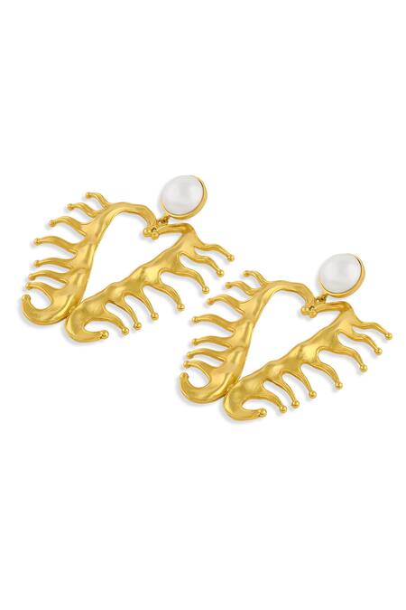 Mnsh Gold Plated Pearls Amour Heart Earrings Online at Aza Fashions Mnsh_Gold Plated Pearls Amour Heart Earrings _Online_at_Aza_Fashions