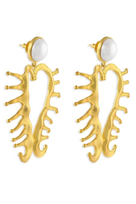 Buy Mnsh Gold Plated Pearls Amour Heart Earrings Online at Aza Fashions Buy_Mnsh_Gold Plated Pearls Amour Heart Earrings _Online_at_Aza_Fashions