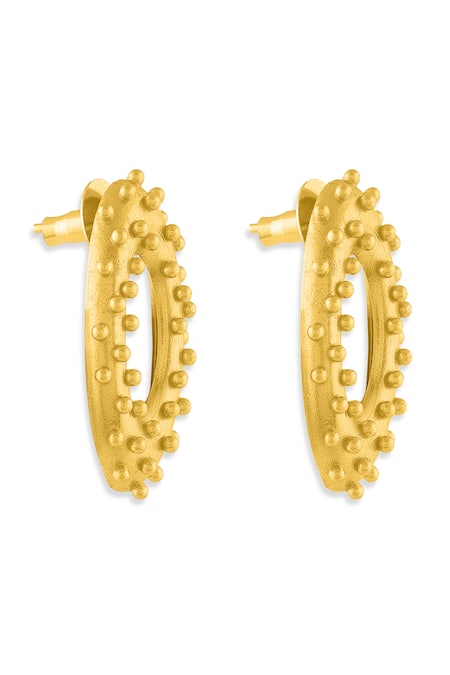 Mnsh Gold Plated Studs Vine Oval Online at Aza Fashions Mnsh_Gold Plated Studs Vine Oval _Online_at_Aza_Fashions